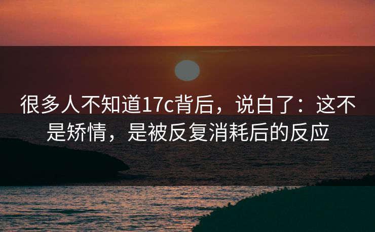 很多人不知道17c背后，说白了：这不是矫情，是被反复消耗后的反应