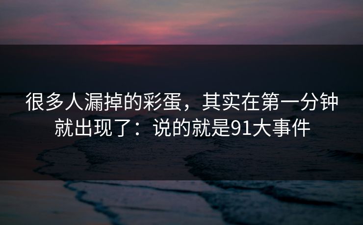 很多人漏掉的彩蛋，其实在第一分钟就出现了：说的就是91大事件