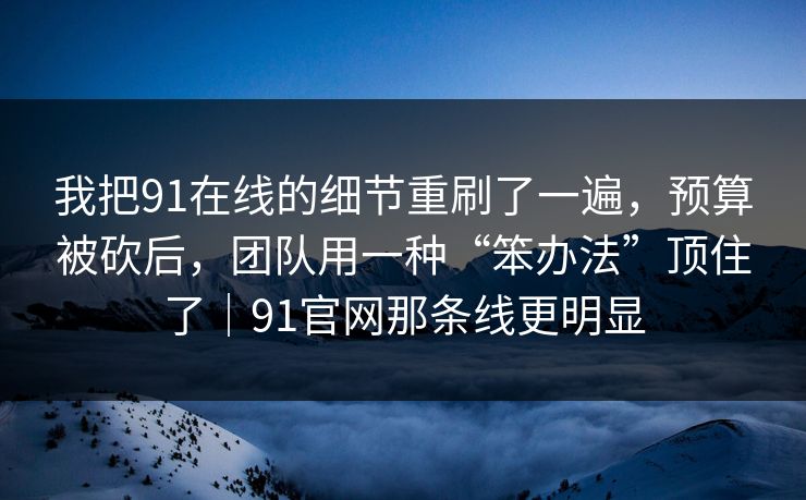 我把91在线的细节重刷了一遍，预算被砍后，团队用一种“笨办法”顶住了｜91官网那条线更明显