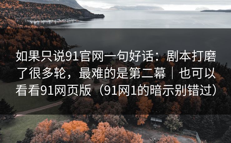 如果只说91官网一句好话：剧本打磨了很多轮，最难的是第二幕｜也可以看看91网页版（91网1的暗示别错过）