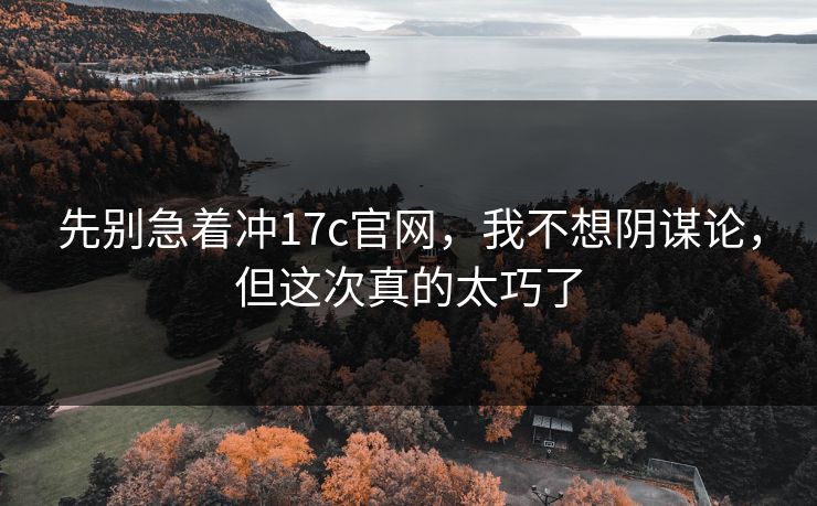 先别急着冲17c官网,我不想阴谋论,但这次真的太巧了
